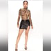Athina Mesh Mock Neck Top - Camel/combo Size S REFFNB
