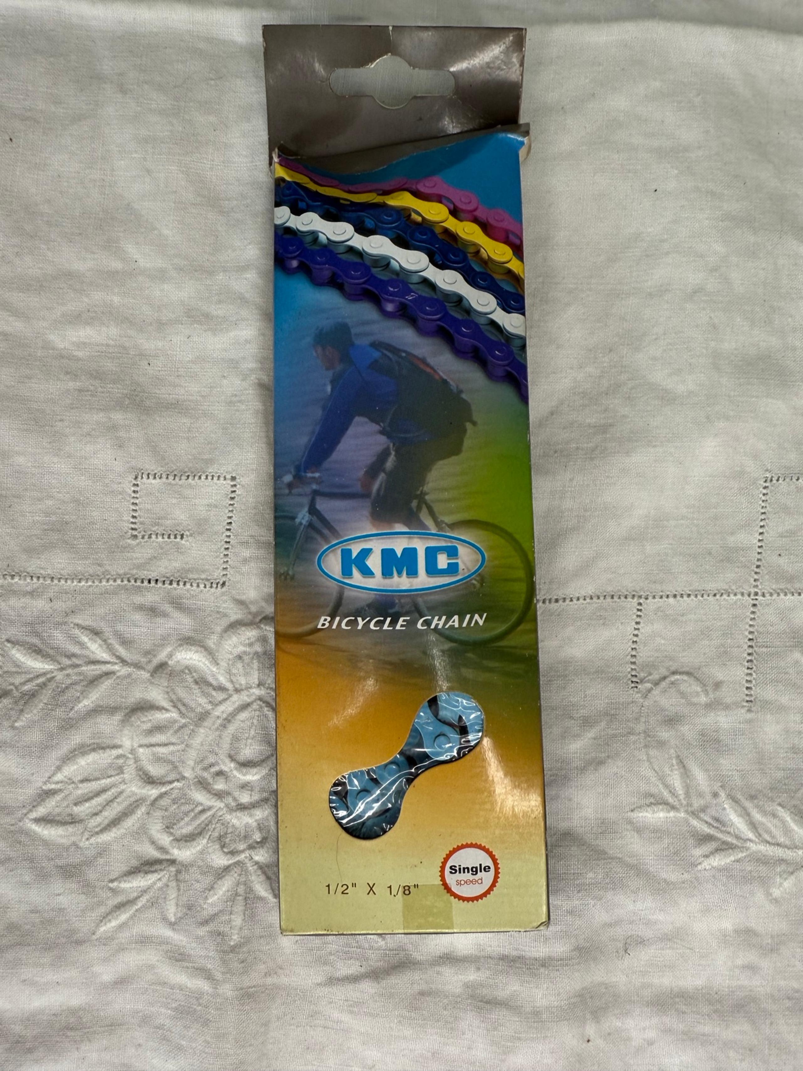 KMC 510 heavy duty 1/2” x 1/8” single speed blue bicycle BMX chain