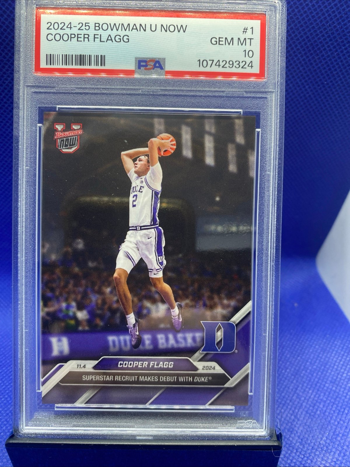 Rookie Cooper Flagg 2024-25 Bowman U NOW #1 PSA 10 Rookie RC DUKE Mavericks