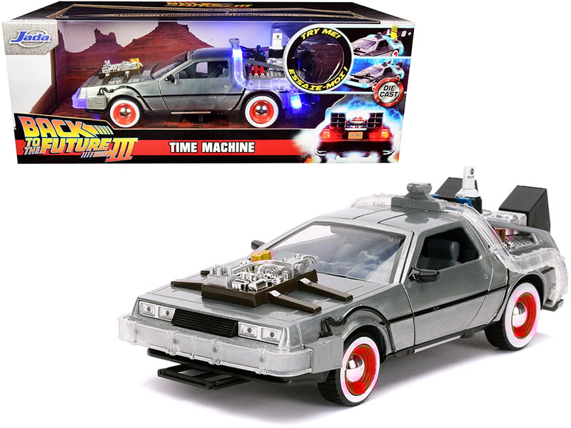 DeLorean Brushed Metal Time Machine with Lights Back to the Future Part III (1