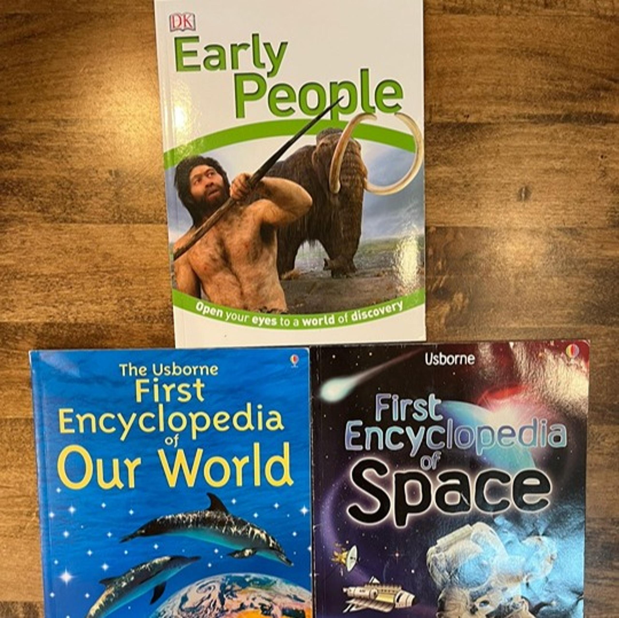 Book Bundle - DK Early People, Usborne 1st Encyclopedia of Space, Our World