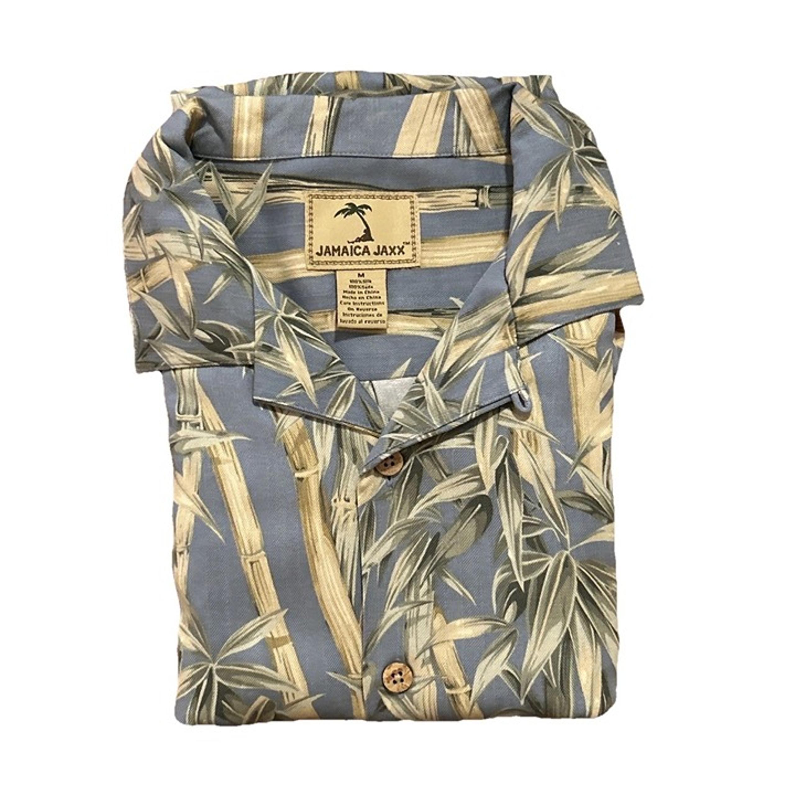 Jamaica Jaxx Silk Hawaiian Shirt Men’s Medium Blue Beach Camp Collar Button-Up