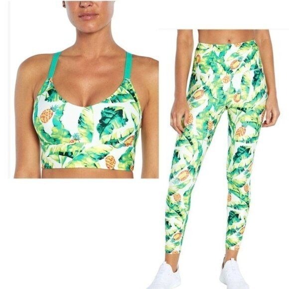 Wildfox Palm Leaf Green Yellow Set Bra Leggings