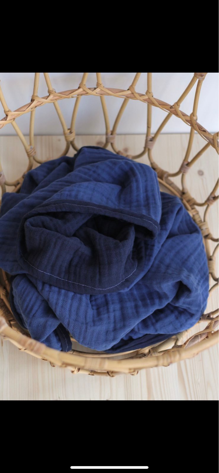 Thick 4 Layer Muslin Blanket — Reversible Dark & Light Blue