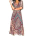 New ba&sh Bee print Midi dress Breezy Chiffon Surplice Neck Keyhole Back 3/L