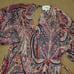 New ba&sh Bee print Midi dress Breezy Chiffon Surplice Neck Keyhole Back 3/L