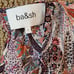 New ba&sh Bee print Midi dress Breezy Chiffon Surplice Neck Keyhole Back 3/L