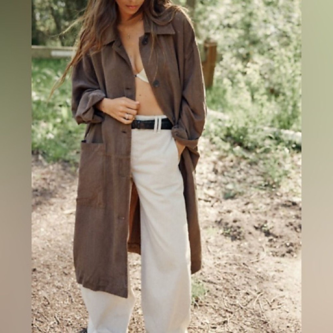 ZARA Brown Linen Blend over coat NWT S
