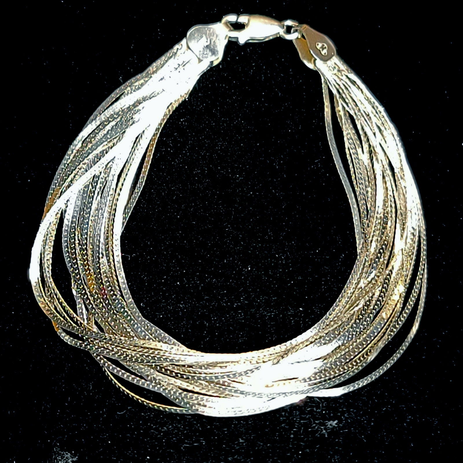 Vintage 22 Multi Strand Sterling Liquid Silver Italy 7 Bracelet Signed IBB