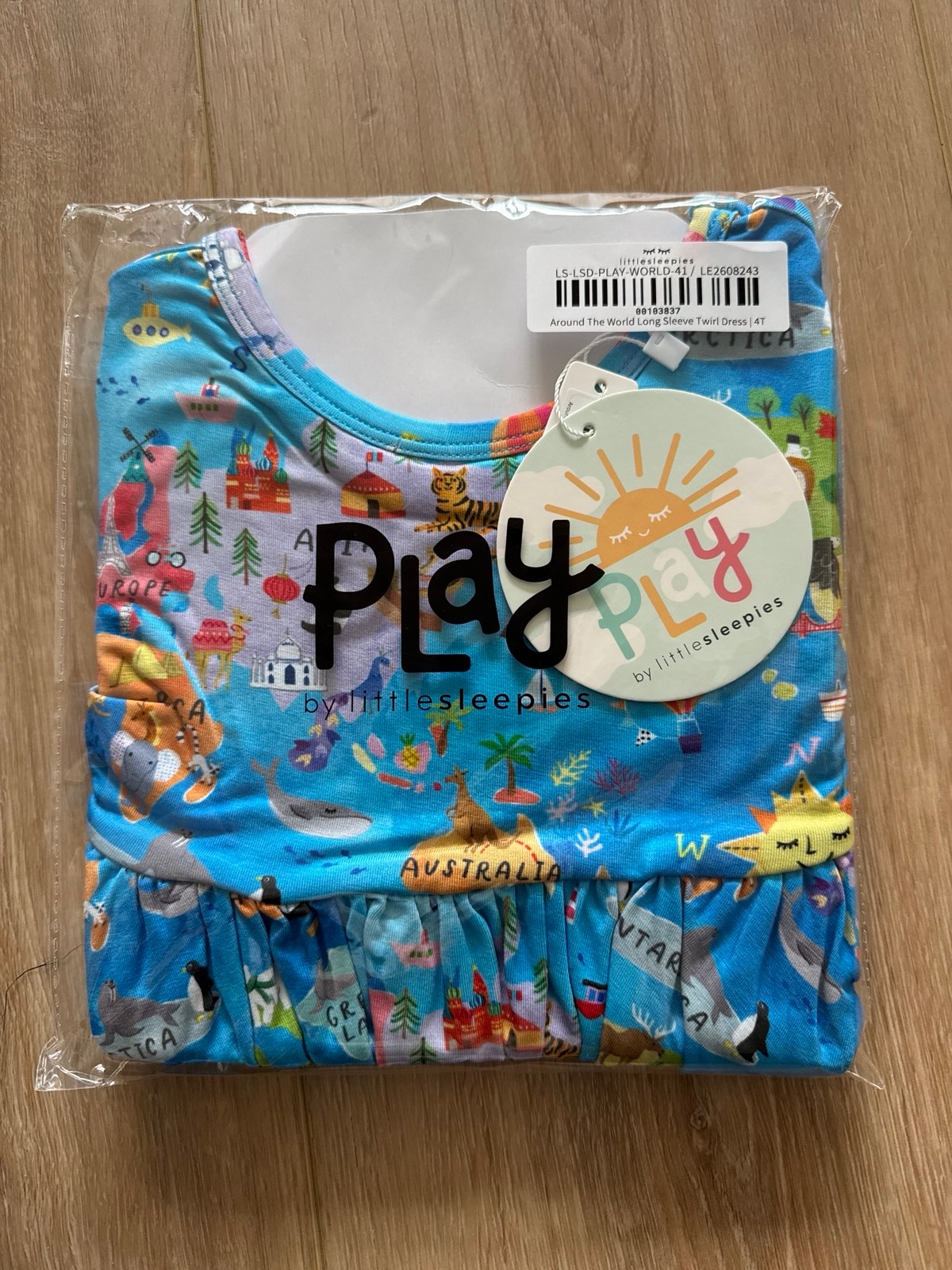 4T NIB Little Sleepies Long Sleeve Around the World Twirl Dress
