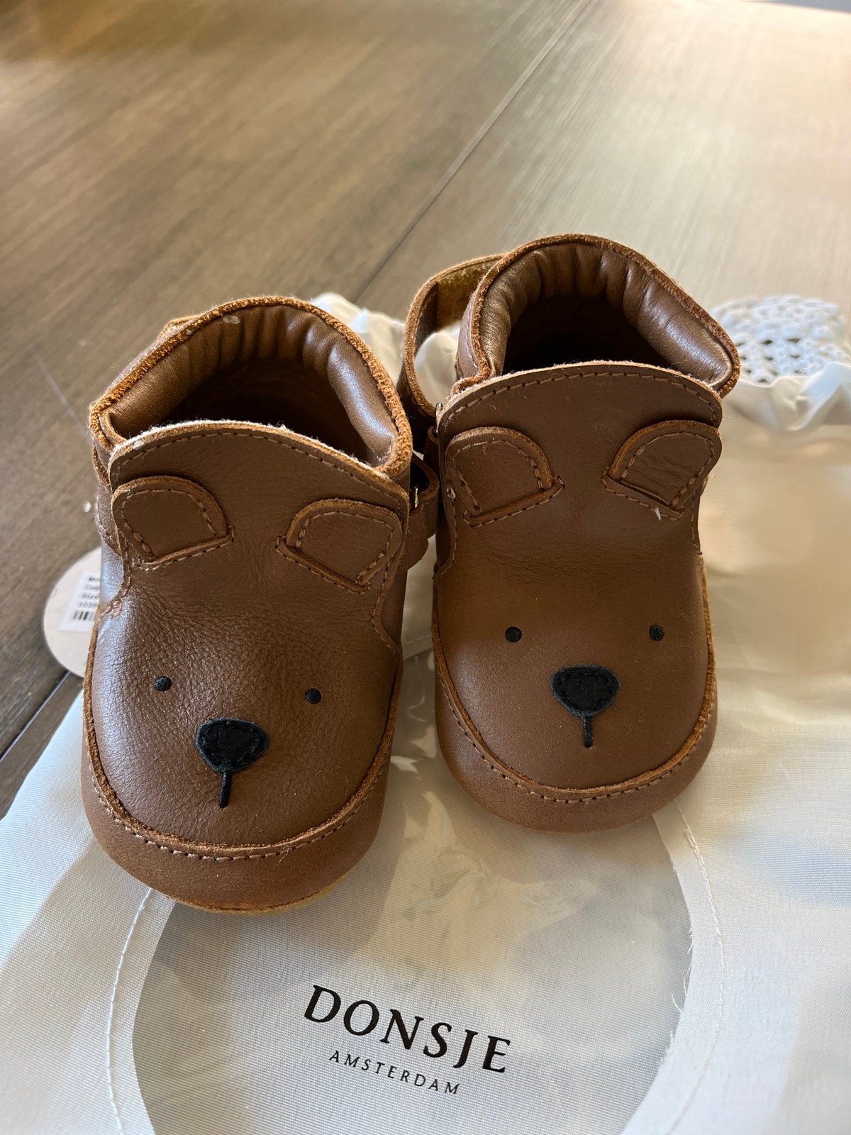 Donsje Amsterdam 12-18 Months Morris Bear Sneakers in Classic Cognac Leather