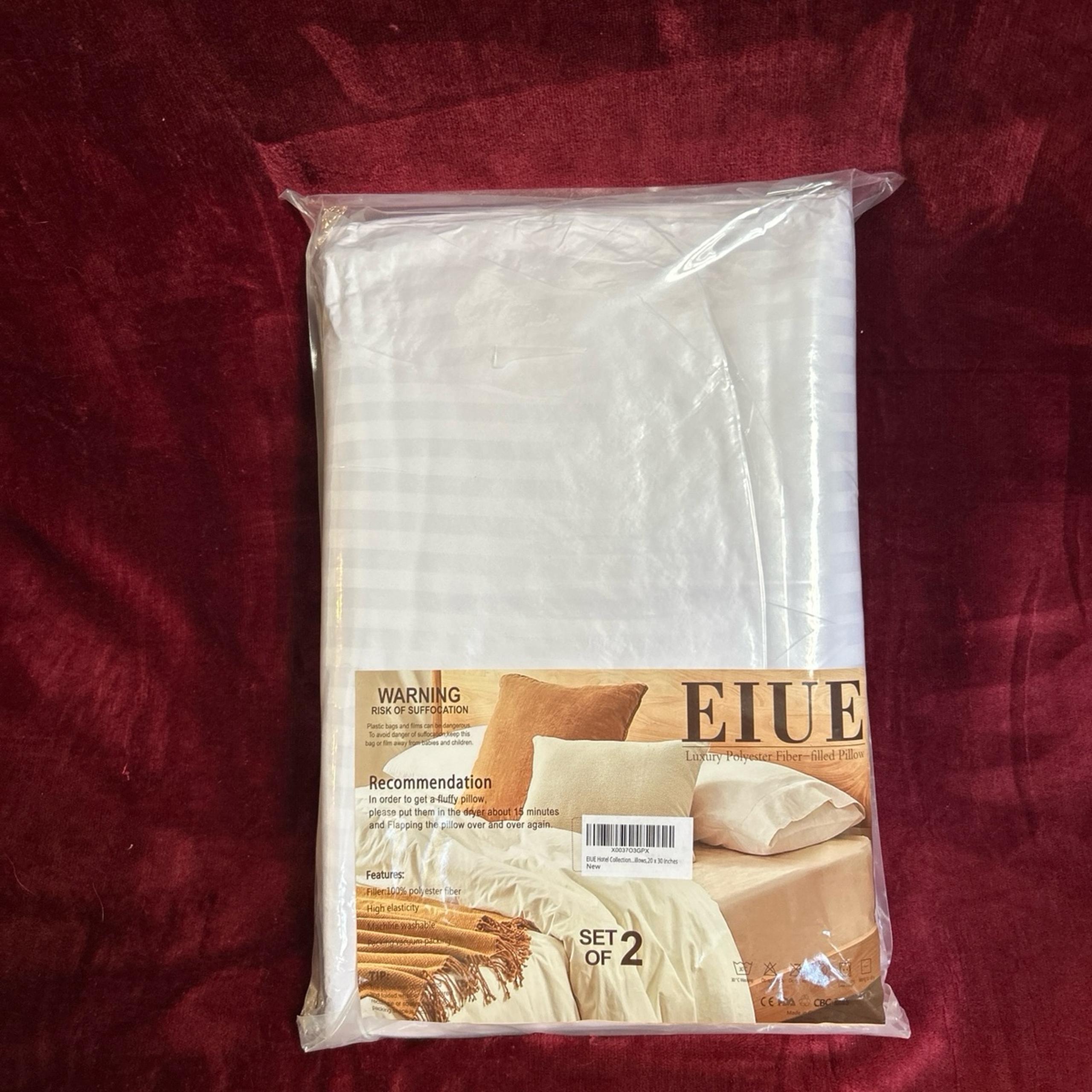 2 White Luxury Polyester Fiber-Filled Pillows EIUE brand