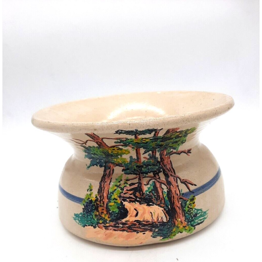 Vintage Red River Pottery 7.5 Hand Thrown/Painted Stoneware Heavy Planter Pot