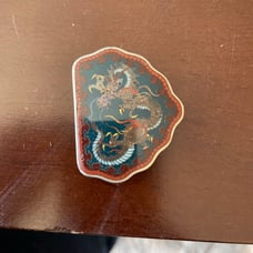 Vintage rare dragon blue enamel belt buckle