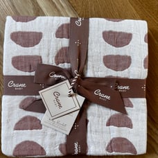 Crane Baby Swaddle Baby Blanket Cotton Muslin Artisanal Jacquard 30”x40”