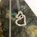 Sterling Silver 925 HOB Double Open Heart Pave Diamond Necklace 19.5 Chain