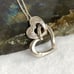Sterling Silver 925 HOB Double Open Heart Pave Diamond Necklace 19.5 Chain