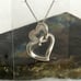Sterling Silver 925 HOB Double Open Heart Pave Diamond Necklace 19.5 Chain