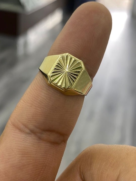 Diamond Cut Statement Ring Band for Womens Girls in 10K Yellow Gold Anillo Mujer