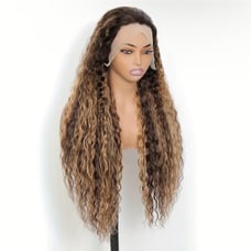 28 Inch Highlight HD Lace Front Wig Human Hair 180 Density