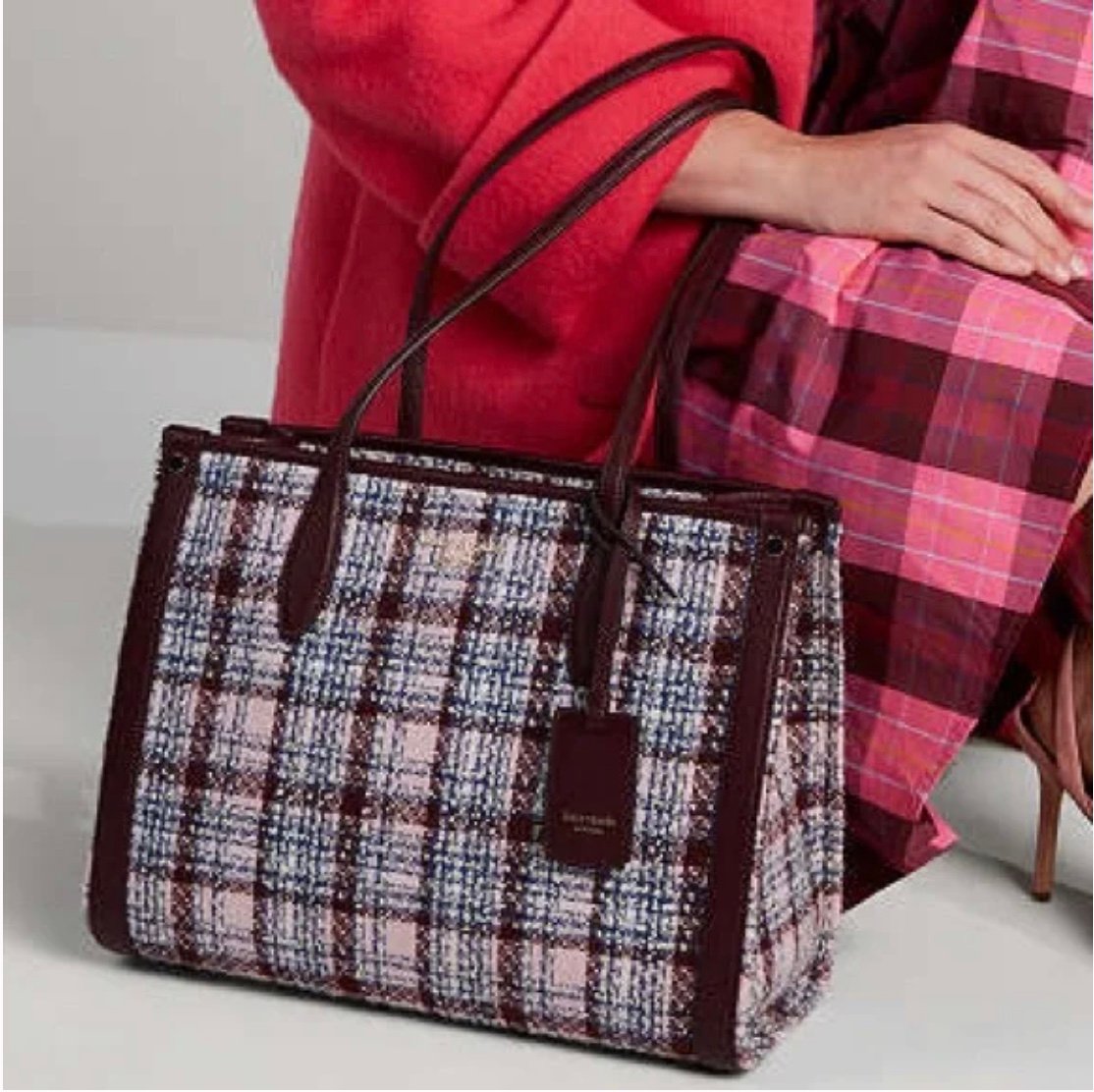 Kate Spade Hudson Tweed medium tote in Dark Merlot
