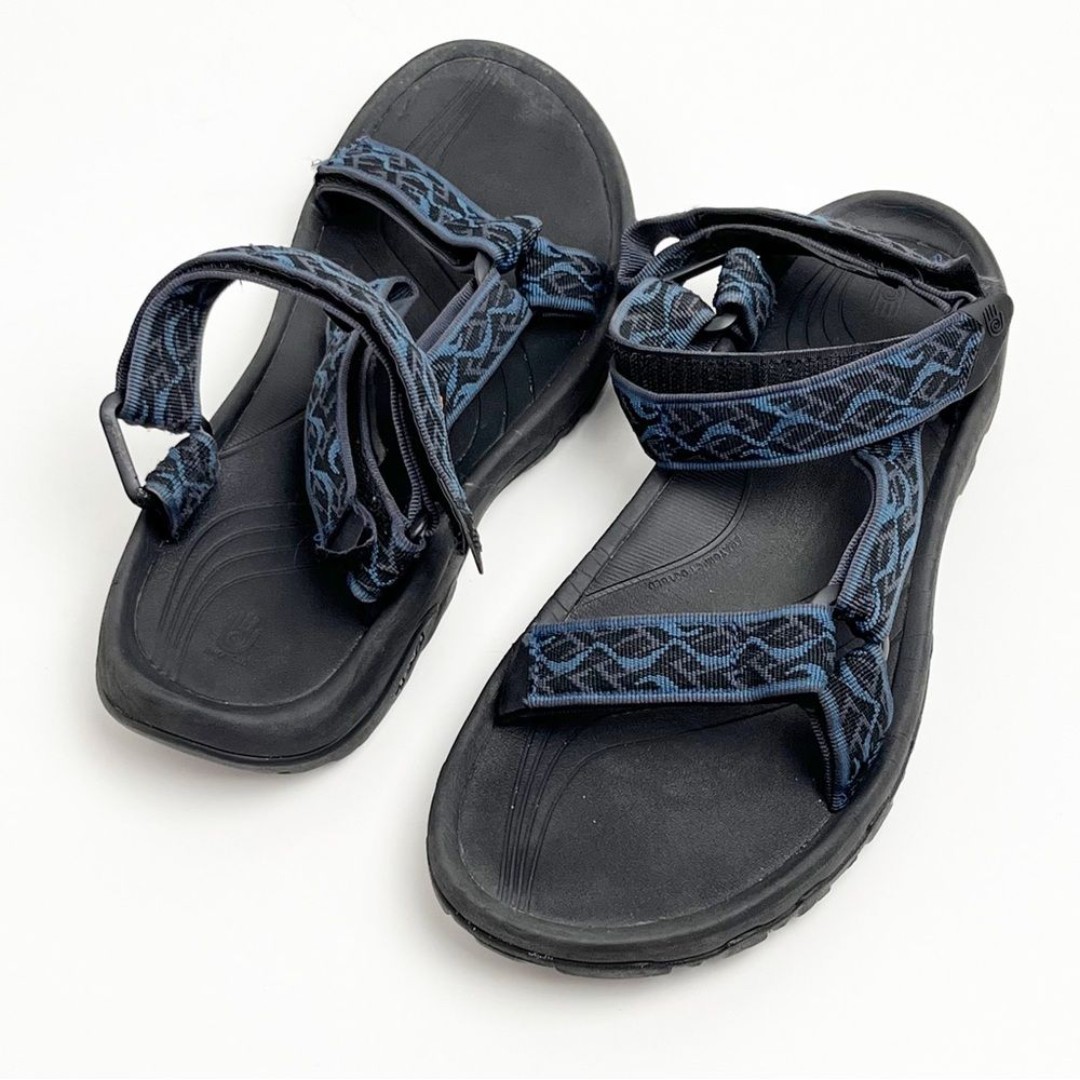 TEVA Hurricane 4 Woven Black Blue Adjustable Straps Water Hiking Beach Sandals