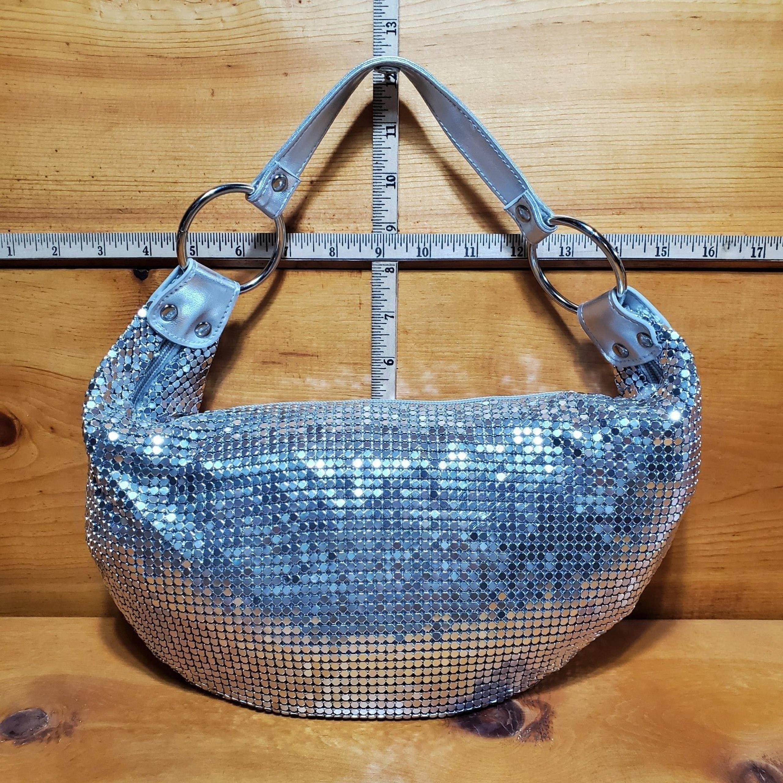 Vintage APT.9 Silver Metallic Handbag Clutch Crossbody Purse Shoulder Bag