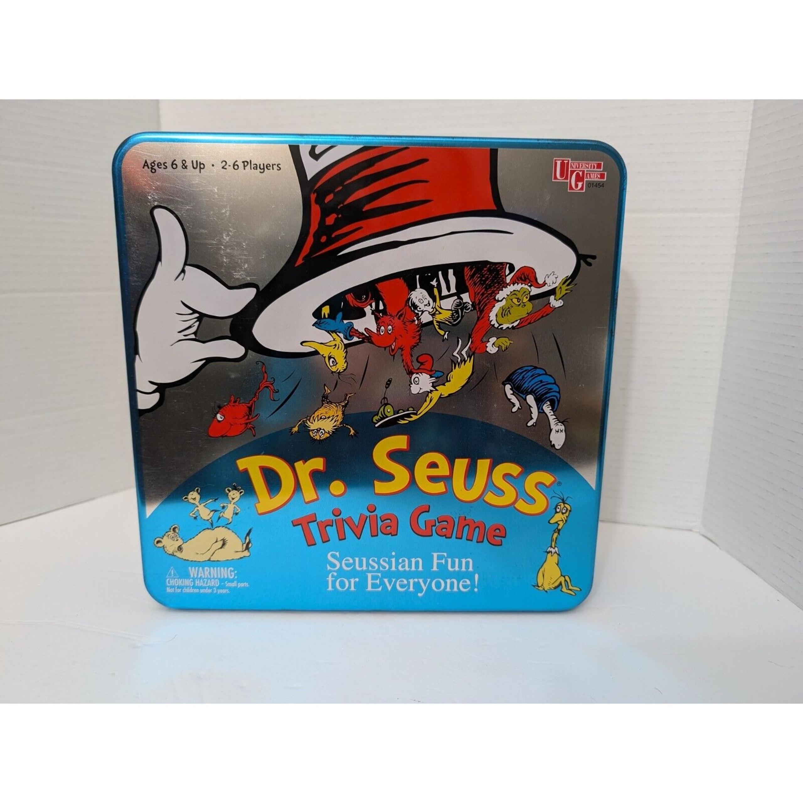 Dr Seuss Trivia Board Game Complete Vintage 2000 Tin Box- New Open Tin Box
