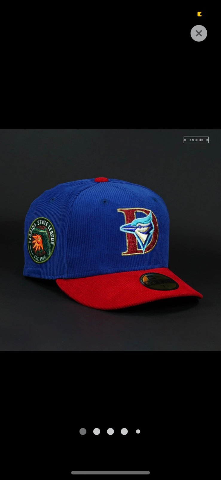 Myfitteds Dunedin blue jays Florida state league corduroy size 7 1/4 brand new