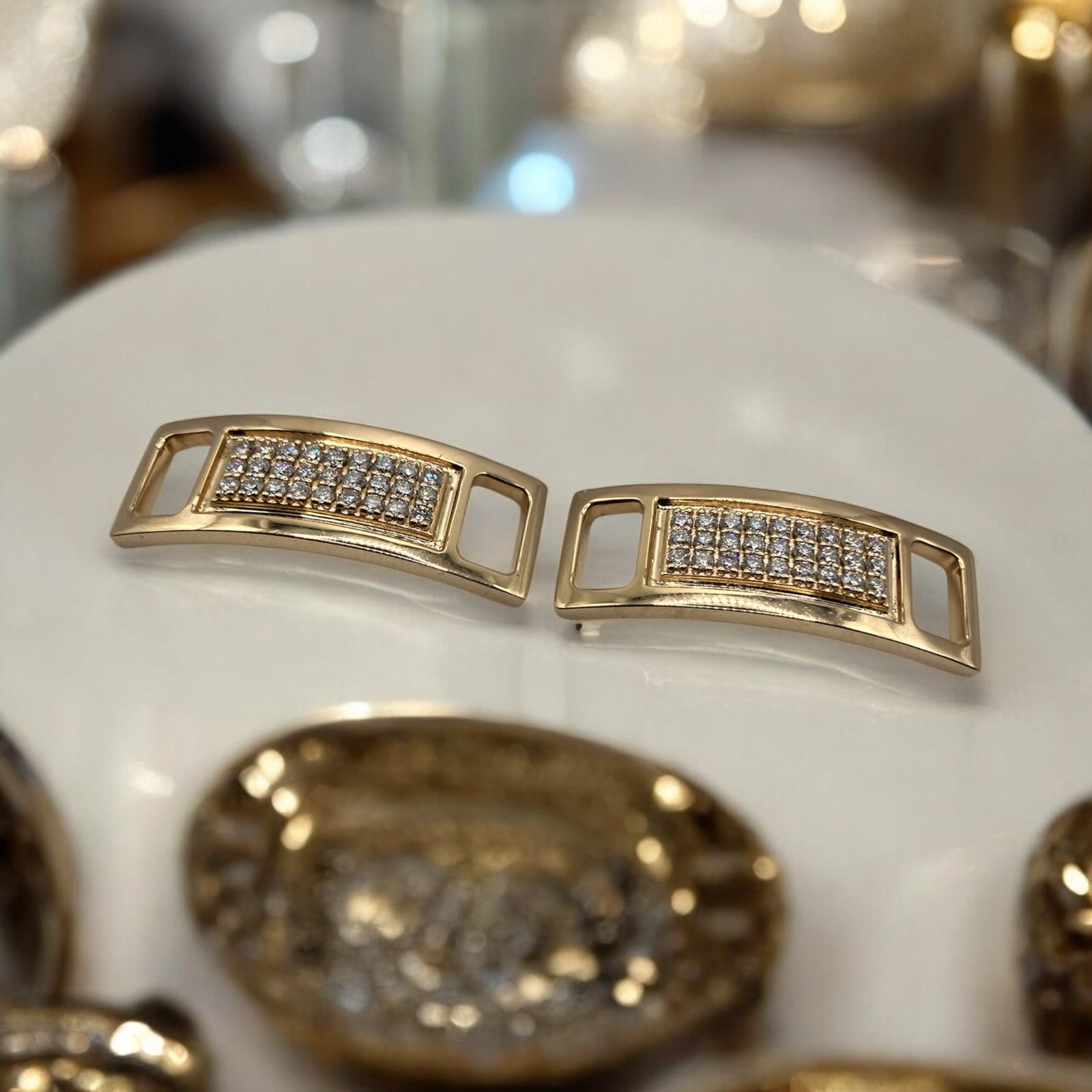 10k Gold IGI Certified Diamond Shoe Dubraes/Lace Locks