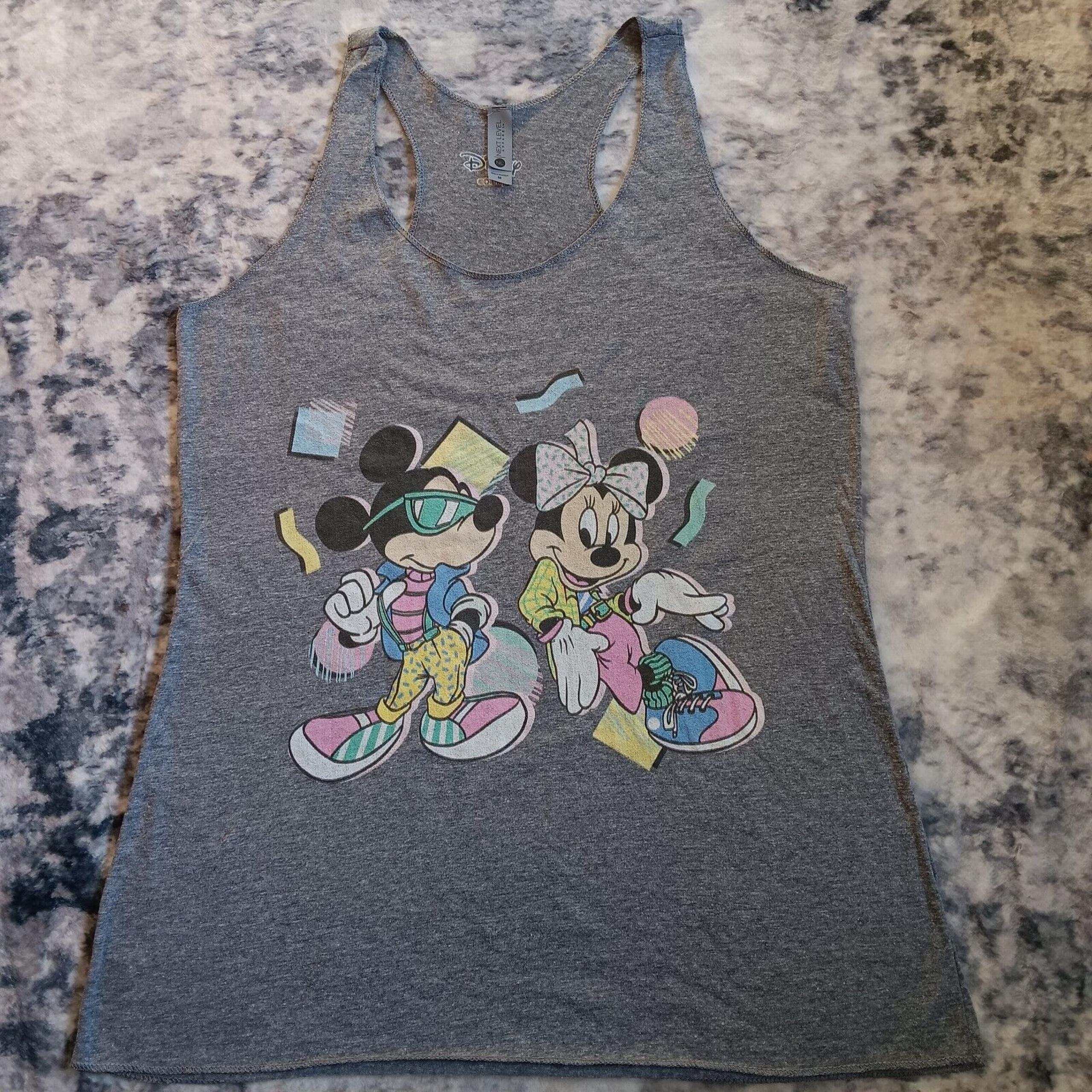 Women's Disney Mickey And Minnie Racerback Gray Tank Sz M (2 for 1 DEAL)