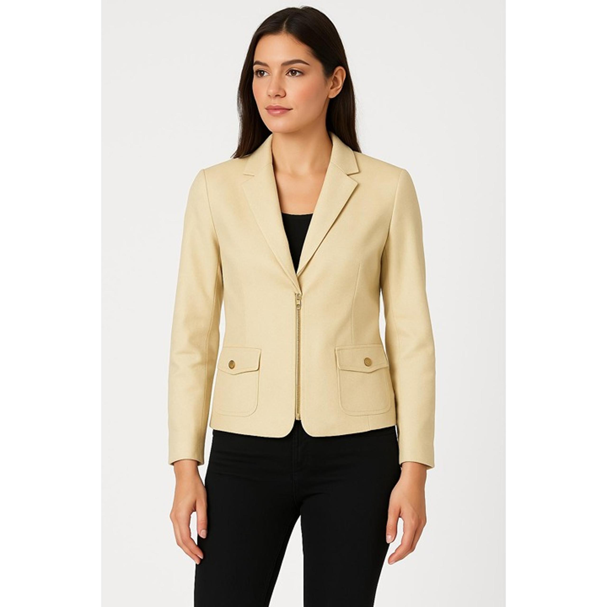 Twiggy London Gold  Single Breasted Zipper pockets Notched Lapel Blazer Jacket M