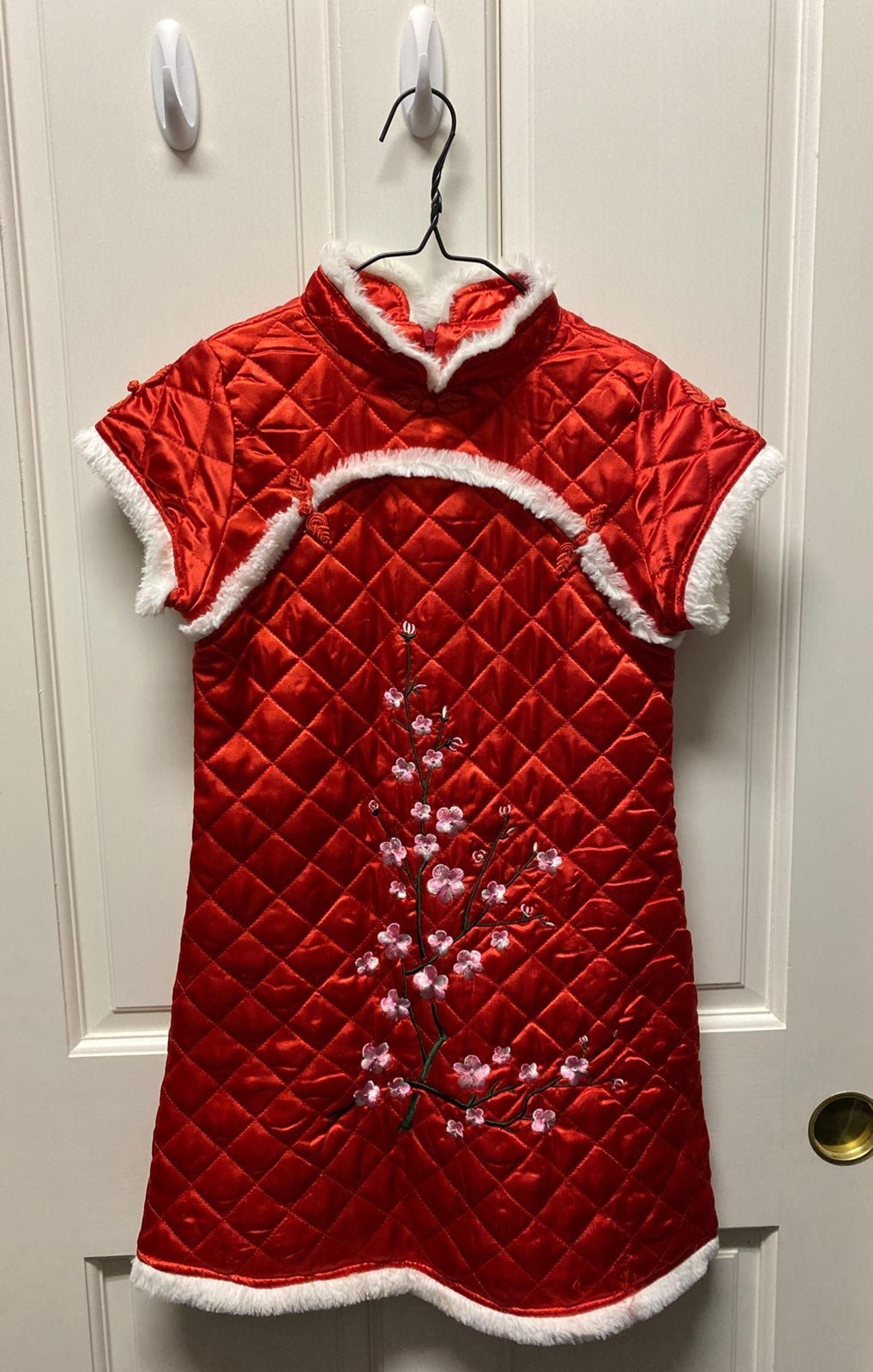 Girl Quilted satin chinese holiday dress r