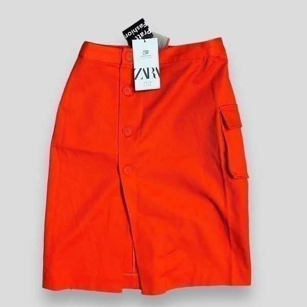 Zara Pratt Fashion Skirt WMNS XS Pencil Button Down Cargo Pocket Spring Bright