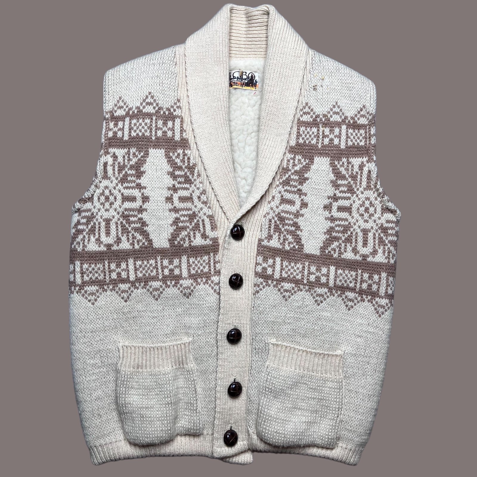 Vintage 1970s Pendleton Lobo Navajo Western Virgin Wool Sherpa Vest
