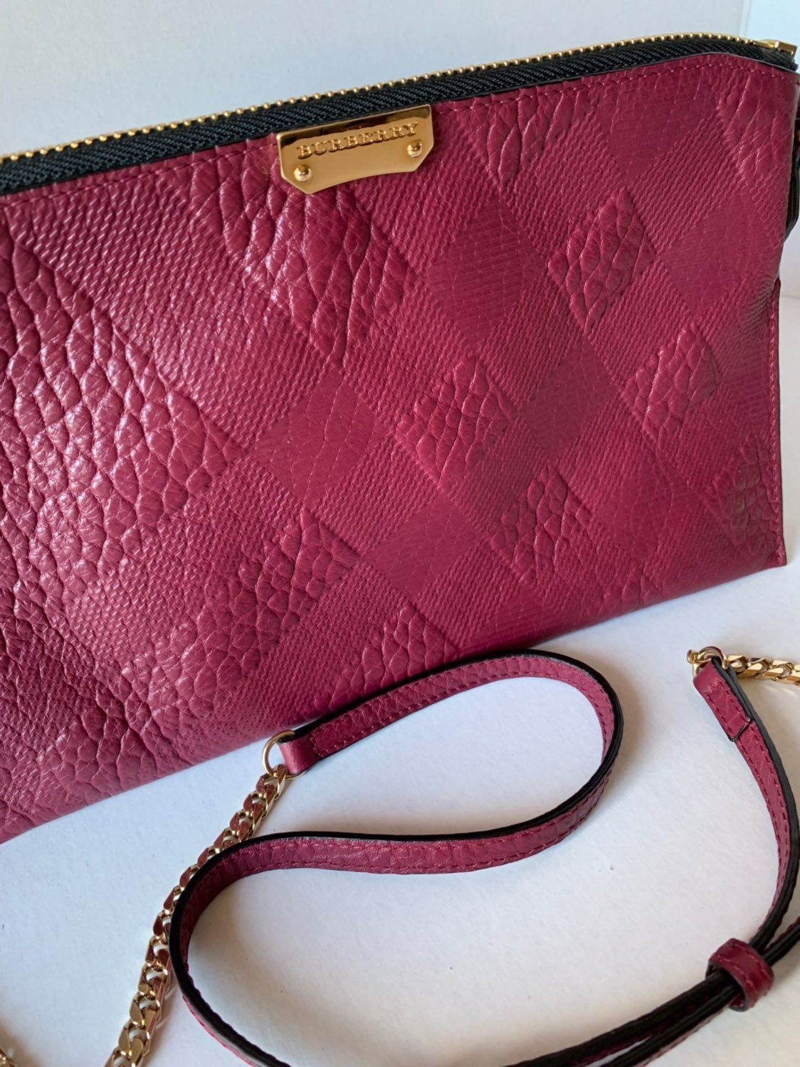 burberry rose pebble leather check