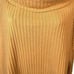 We The Free Juicy Long Sleeve Cowl Neck Waffle Knit Split Back Top Mustard Sweat