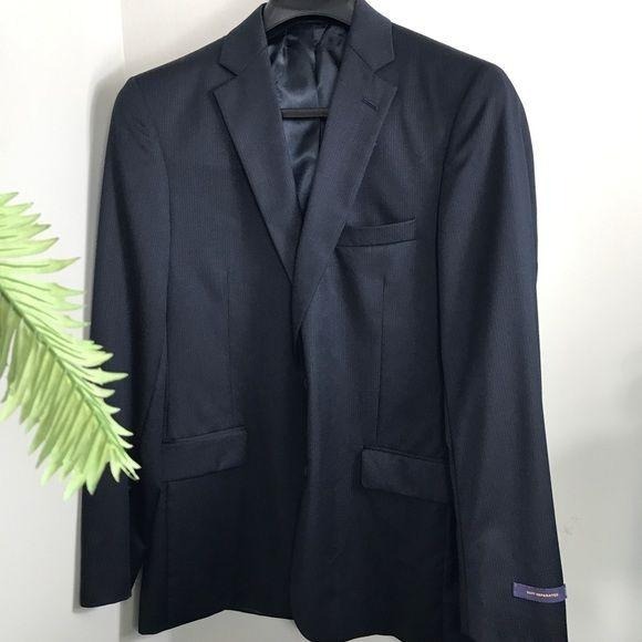 Stafford Navy Pinstriped Suit Jacket Classic Fit 100% Wool NWT Size 42 Long