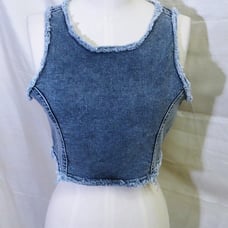 LF Carmar Denim Cutout Back Crop Top Size 10 ~NWT~ Retail Priced 148