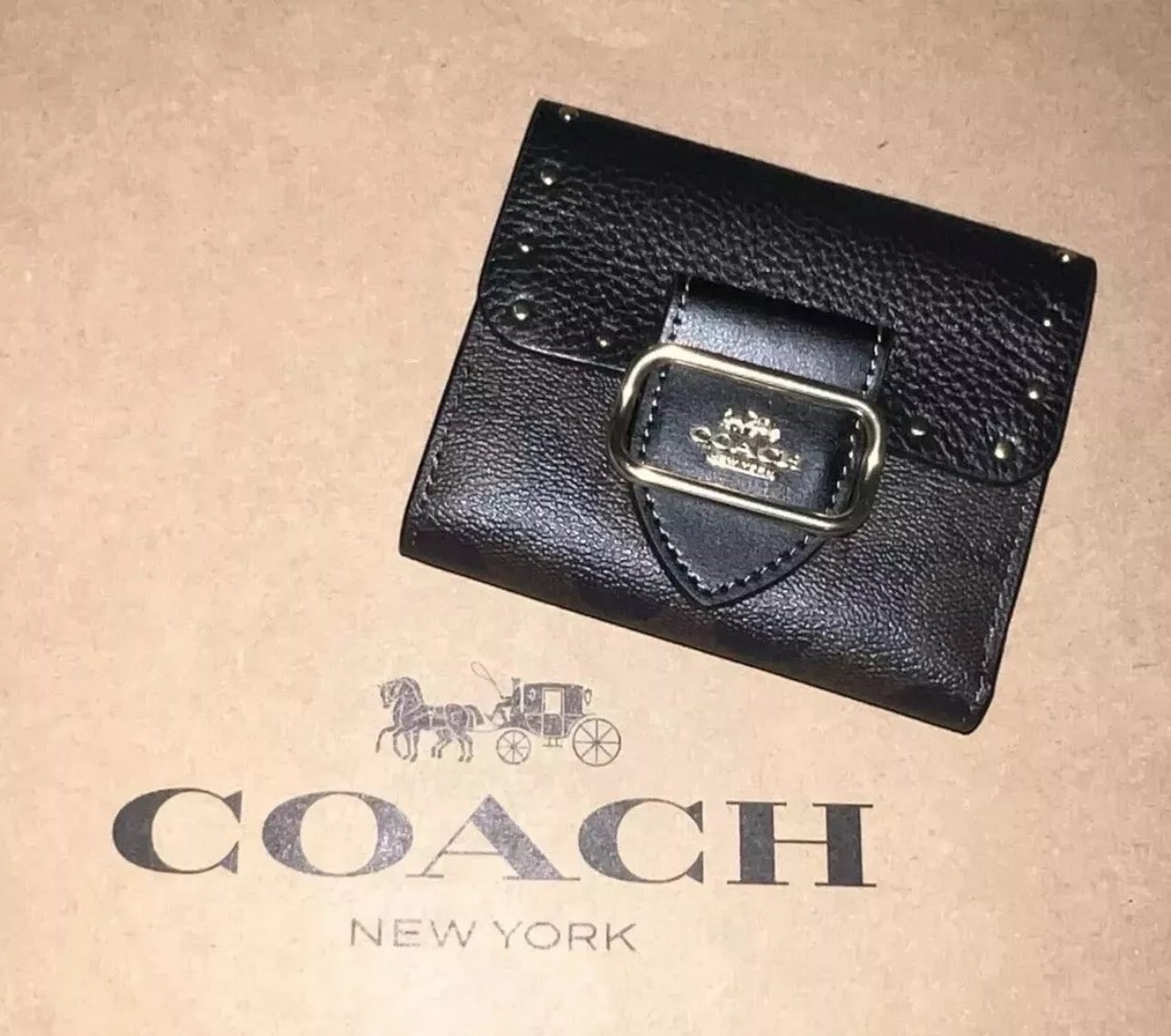 NWT COACH Morgan Wallet In Signature Canvas w Rivets <5⭐️Seller!