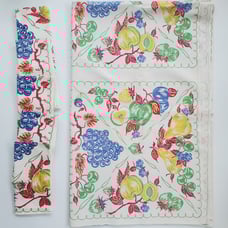 Vintage Fruit Print Multicolor Tablecloth and Napkin Retro 6 Piece Set