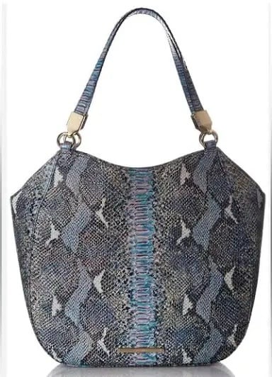 Brahmin Marianna Melbourne Leather Tote Bag Moonstone Seville Croc Embossed