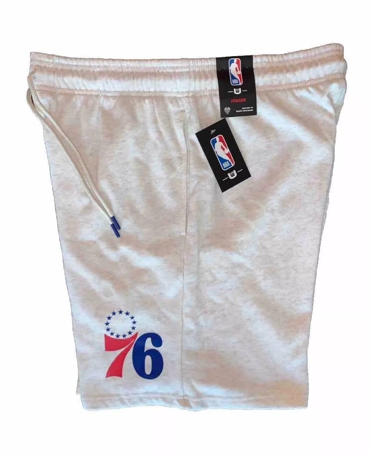 NWT Mens Philadelphia 76ers NBA 8” FLEECE CLASSIC BASKETBALL SHORT-OATMEAL-SMALL