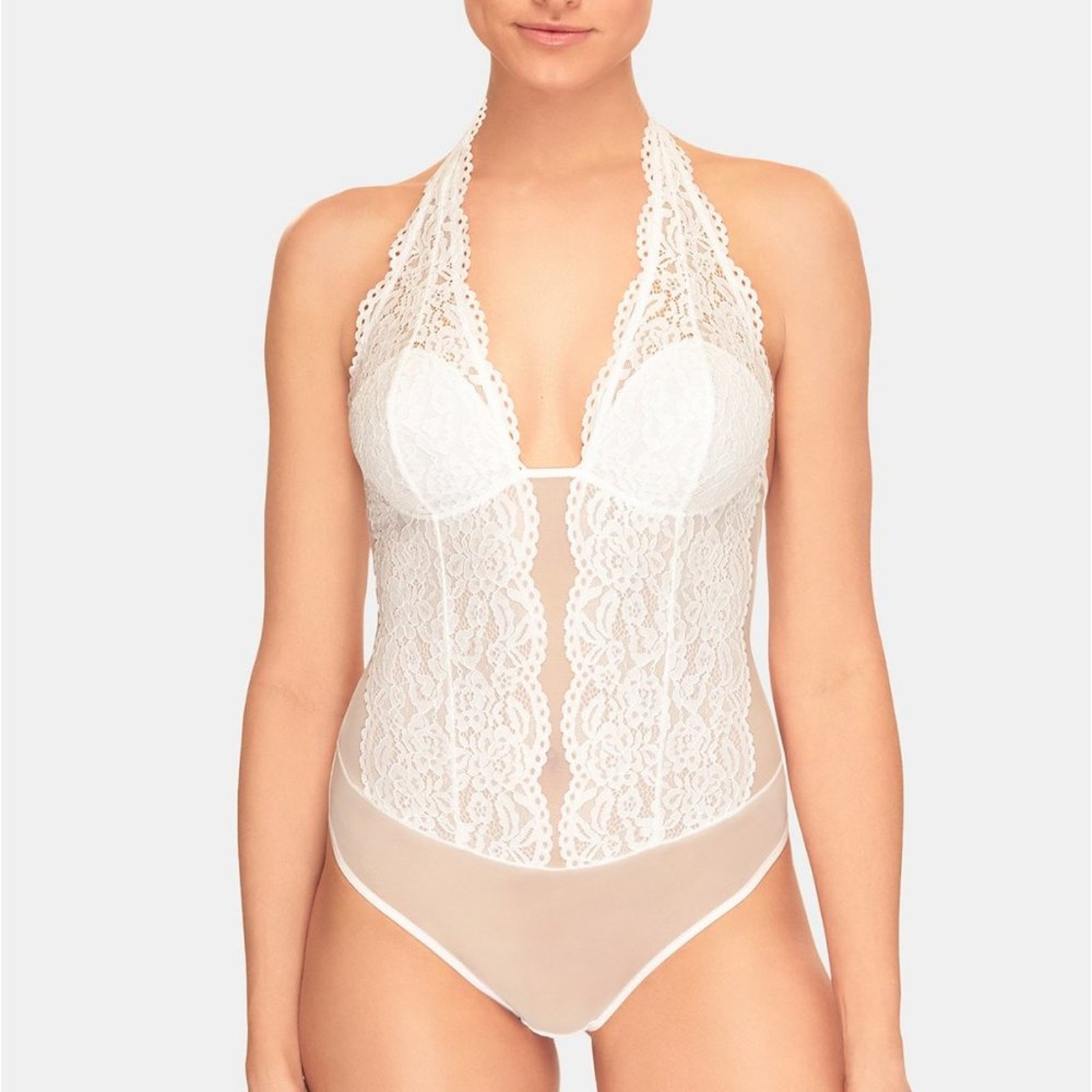 Wacoal NEW sexy XL B.Tempt'd Ciao Bella Lace Halter Bodysuit THONG Size XLarge