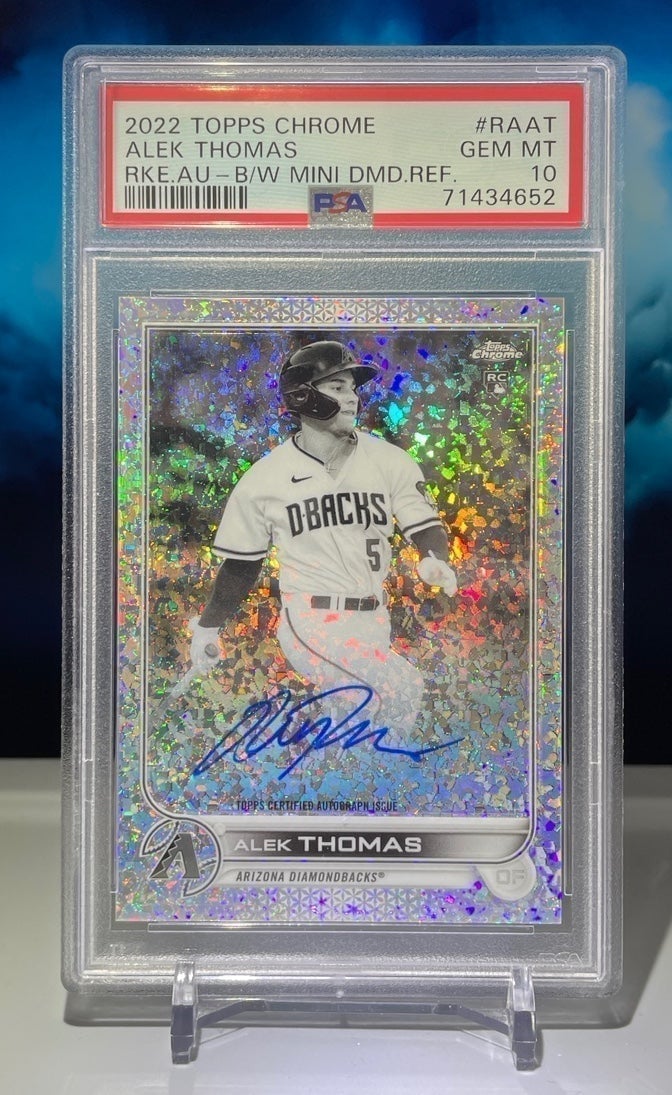 Alek Thomas 2022 Chrome Black & White Mini-Diamond Rookie Refractor PSA 10