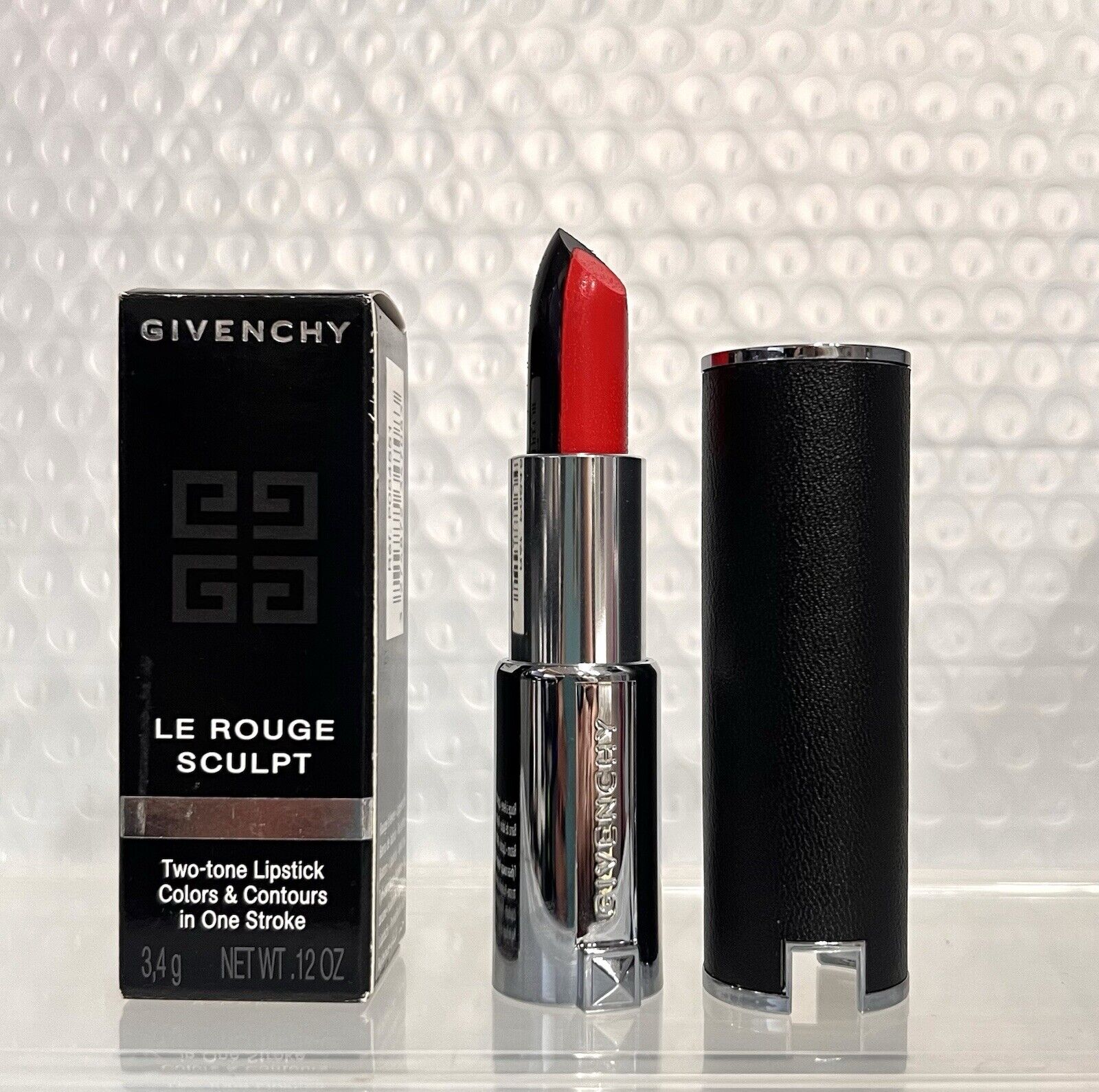 Givenchy Le Rouge Sculpt Two-tone Lipstick 01 Sculpt’in Rouge Red Black Noir N