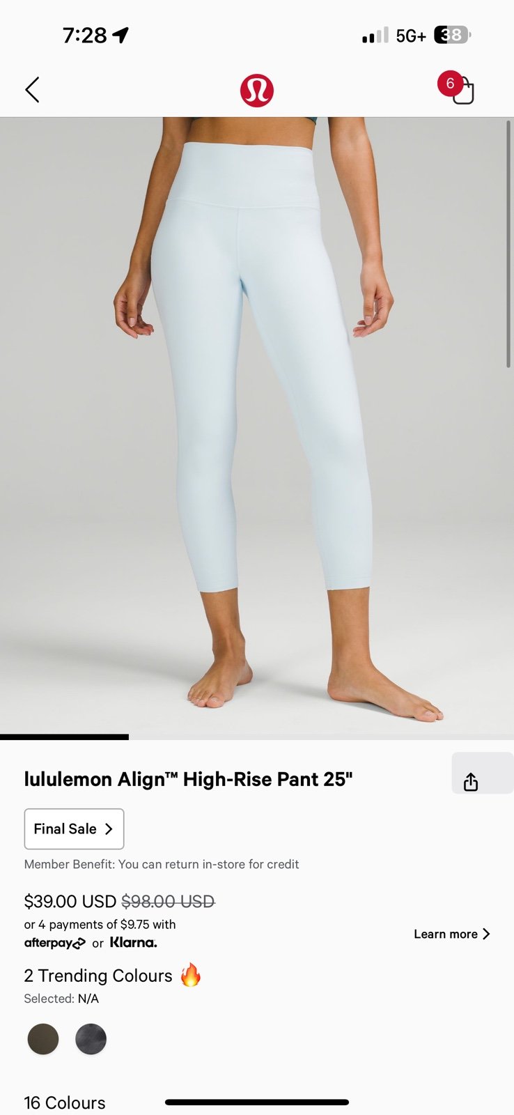 Lululemon Align Leggings 25” Powder Blue