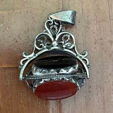 Vintage Spinning 3 Sided Bloodstone Onyx Carnelian 925 Pendant