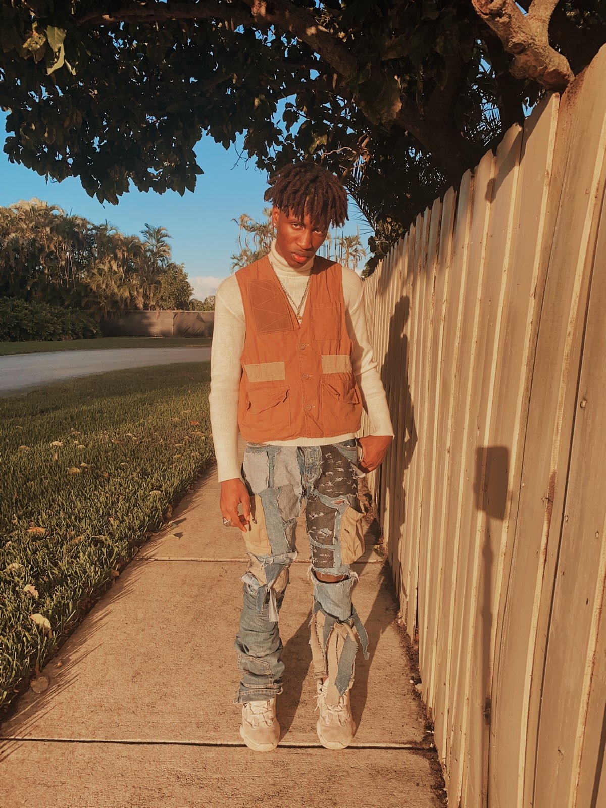 YOKE 5P Wide Leg Straight Denim Pants straight leg