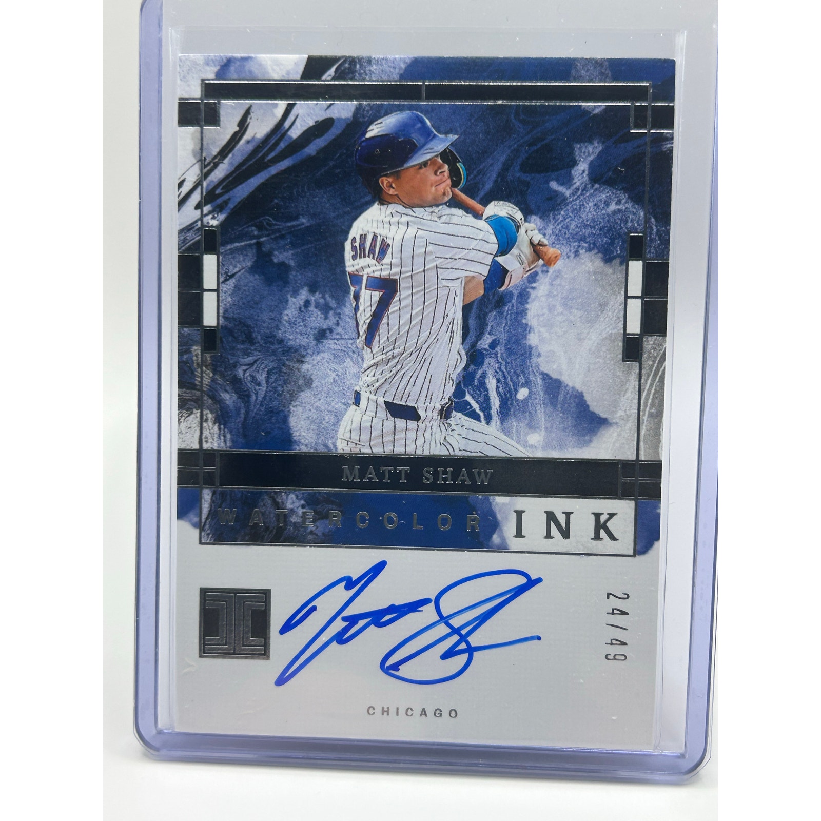 2024 Panini Impeccable Matt Shaw Watercolor Ink Silver Auto /49 SP Chicago Cubs